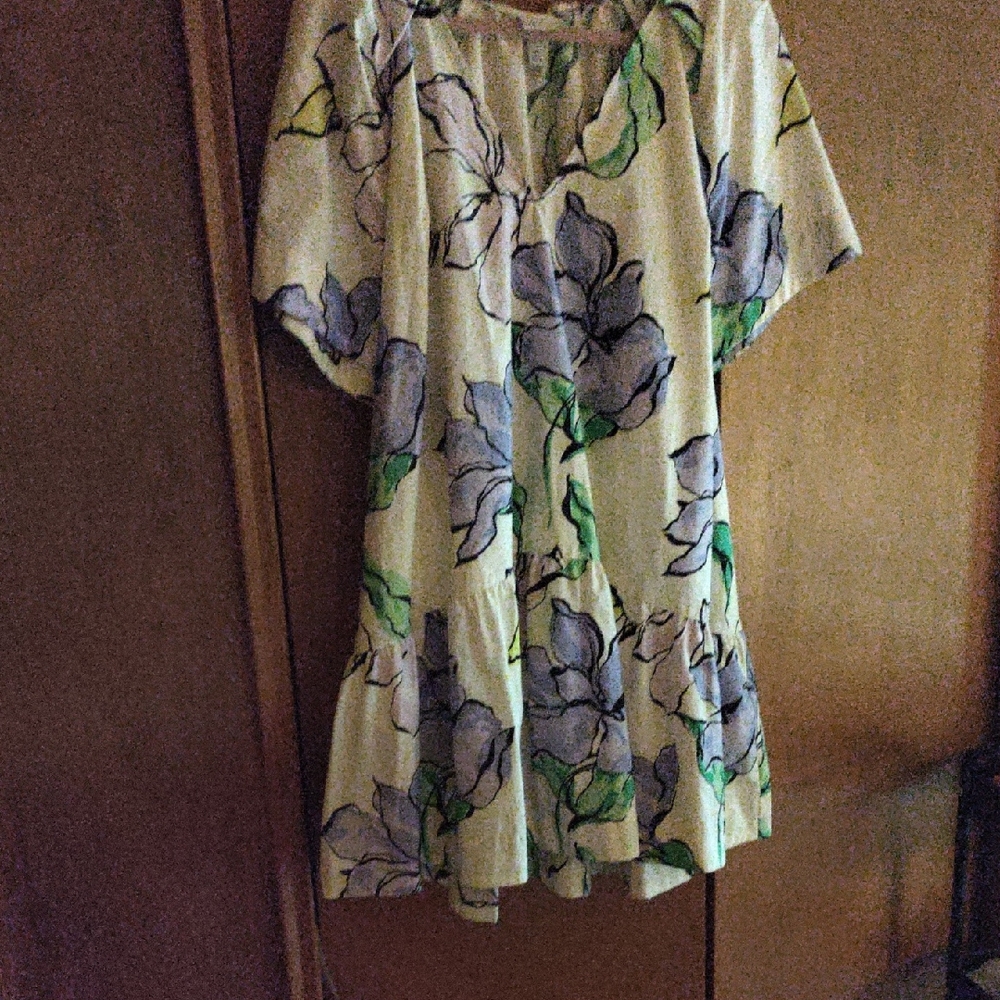 A New Day Polin Floral Midi Dress - Cream, Purple, Green